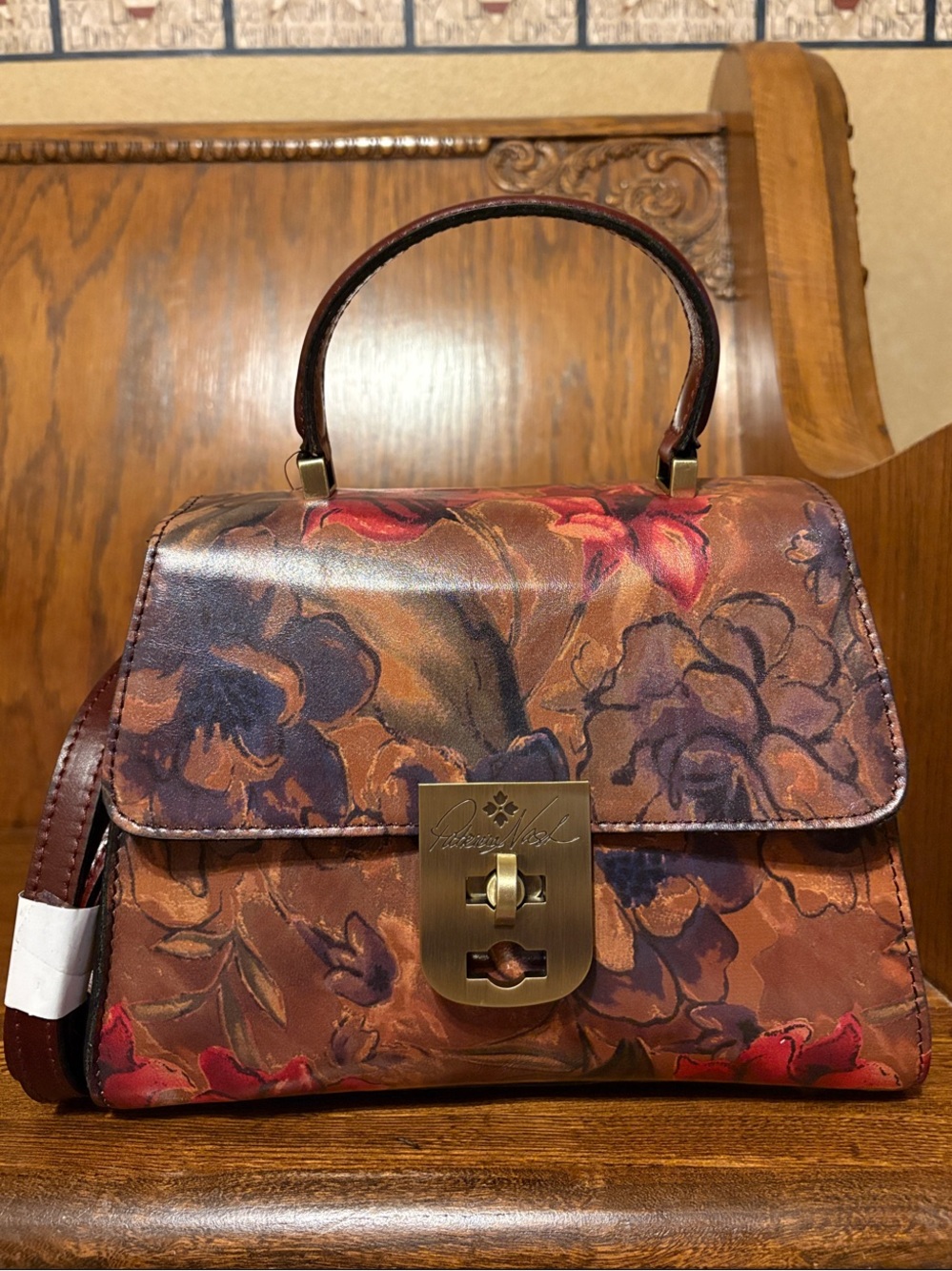 NWT-Patricia Nash-Sienna Sunset-Chauny Satchel-Crossbody Strap-Dust Bag-$229